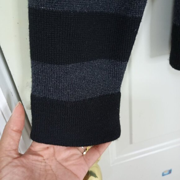 Banana Republic Jacket XL Extra Fine Merino Striped Black & Gray Double-Breasted - Picture 7 of 10